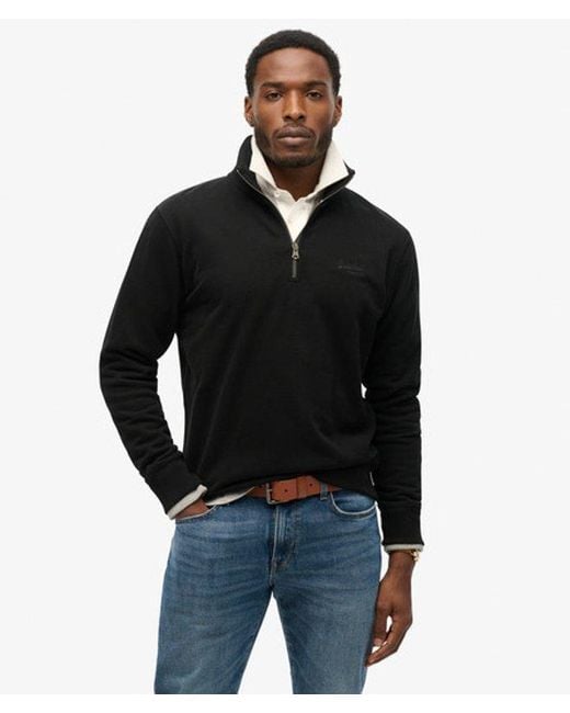 Superdry Black & Co Essential Logo Half Zip Sweatshirt for men