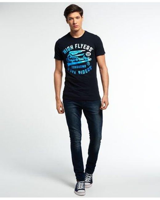 Superdry Blue High Flyers Wave T-Shirt Eclipse for men