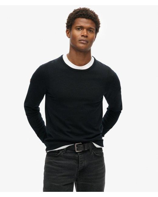 Superdry Black & Co Lightweight Merino Crew Jumper for men