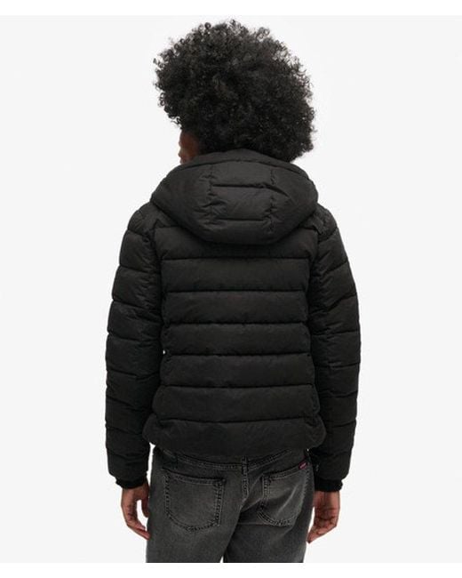 Superdry Black & Co Hooded Microfibre Padded Jacket