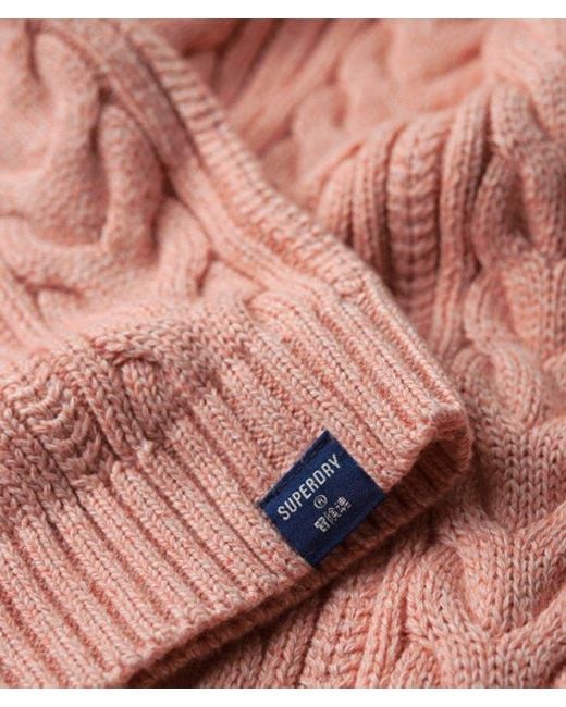 Superdry Pink & Co Drop Shoulder Cable Roll Neck Jumper