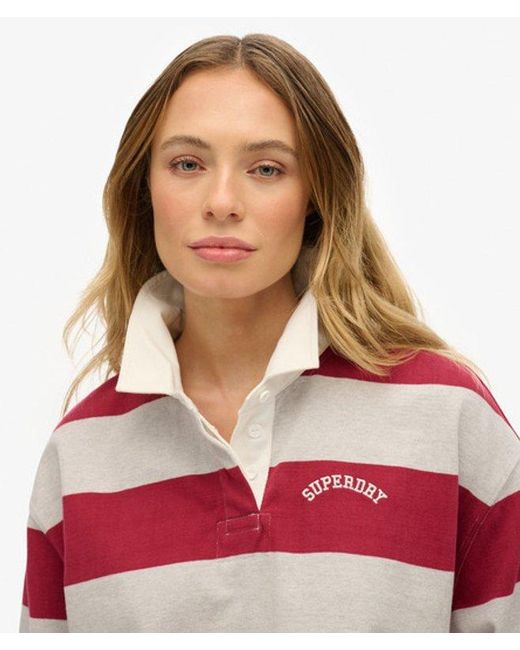 Superdry Red & Co Athletic Essentials Stripe Rugby Top