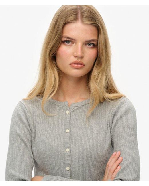Superdry Gray & Co Athletic Essentials Ribbed Cardigan