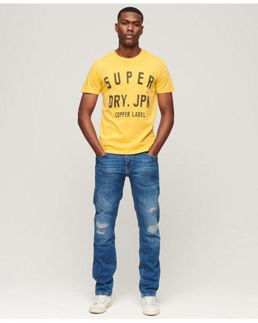 Superdry Yellow Organic Cotton Vintage Copper Label T-shirt for men