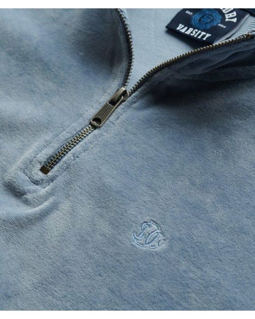 Superdry Blue & Co Velour Half Zip Sweatshirt