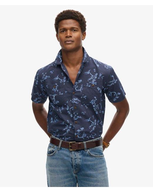 Superdry Blue & Co Short Sleeve Beach Shirt for men