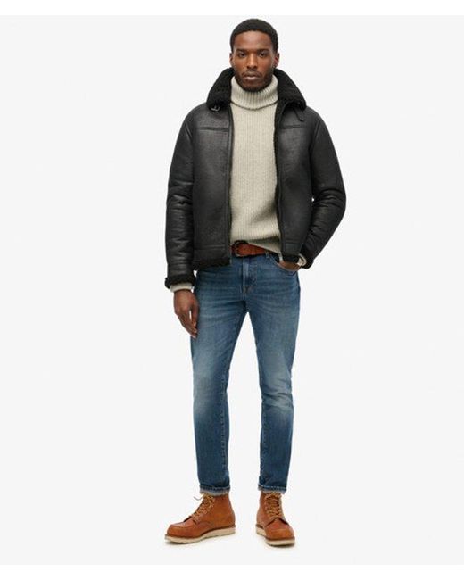 Superdry Black & Co Faux Shearling Aviator Jacket for men