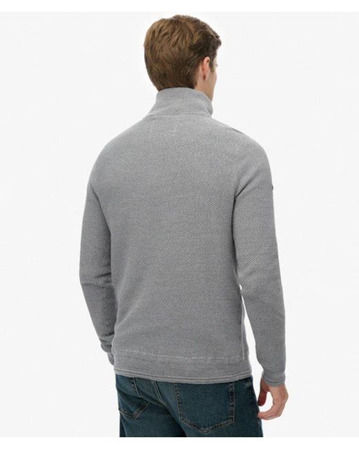 Homme Pull Texturé En Coton À Col Camionneur Taille Superdry pour homme en coloris Gray