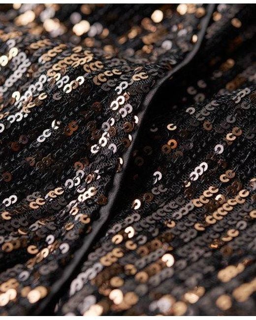 Robe portefeuille longue à sequins Superdry en coloris Black