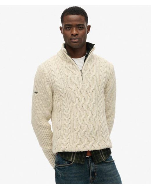 Superdry Natural & Co Jacob Cable Knit Half Zip Jumper for men