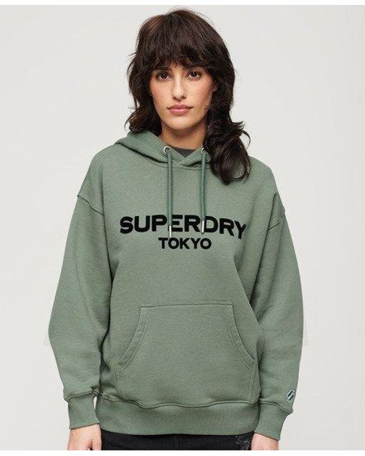 Sweat à capuche ample sport luxe Superdry en coloris Green