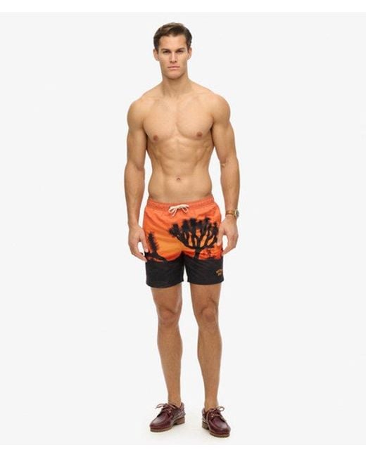 Superdry Red & Co Photographic 17-inch Recycled Swim Shorts for men