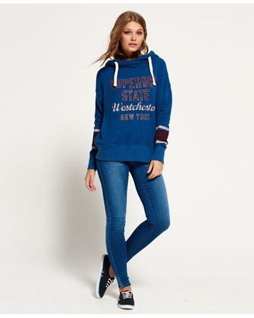 Superdry Blue Graphic Wrap Front Slouch Hoodie Falls Marl