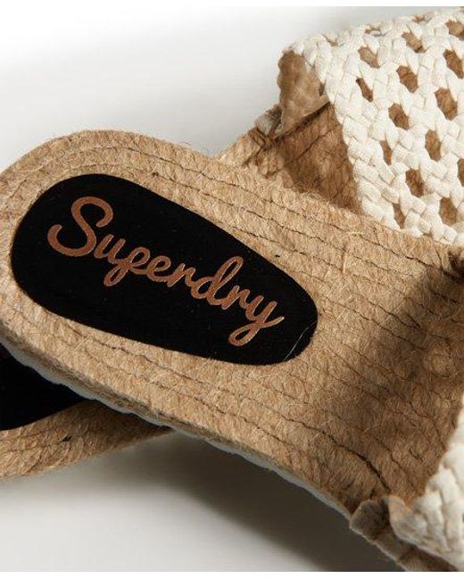 Superdry White Macrame Espadrille Slides Off