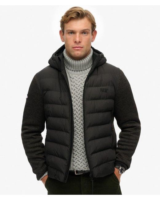 Superdry Black & Co Hooded Storm Knit Hybrid Jacket for men