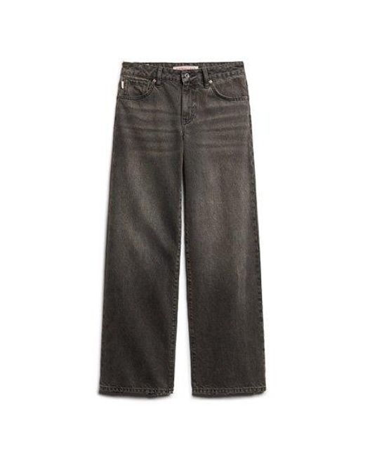 Superdry Gray Cotton Wide Leg Jeans