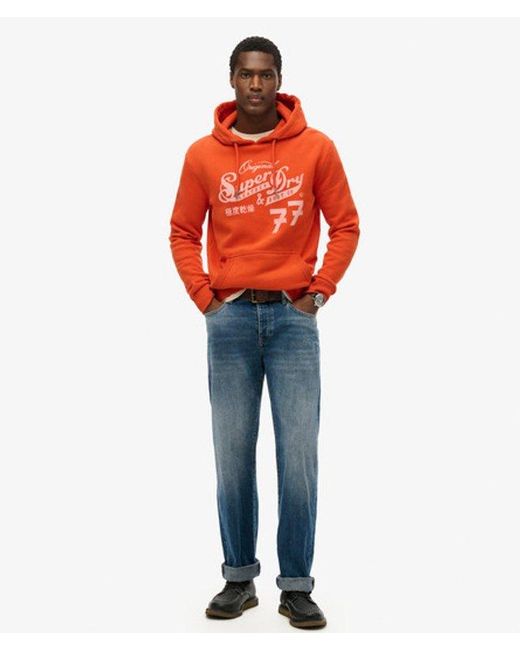 Superdry Red Leather & Boot Co Script Hoodie for men