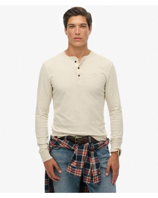 Homme T-Shirt Grandad Classic Essential Taille Superdry pour homme en coloris Natural