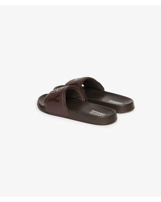Superdry Brown & Co Embossed Logo Core Pool Sliders for men