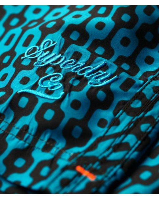 Superdry Blue & Co Printed 15-inch Recycled Swim Shorts for men