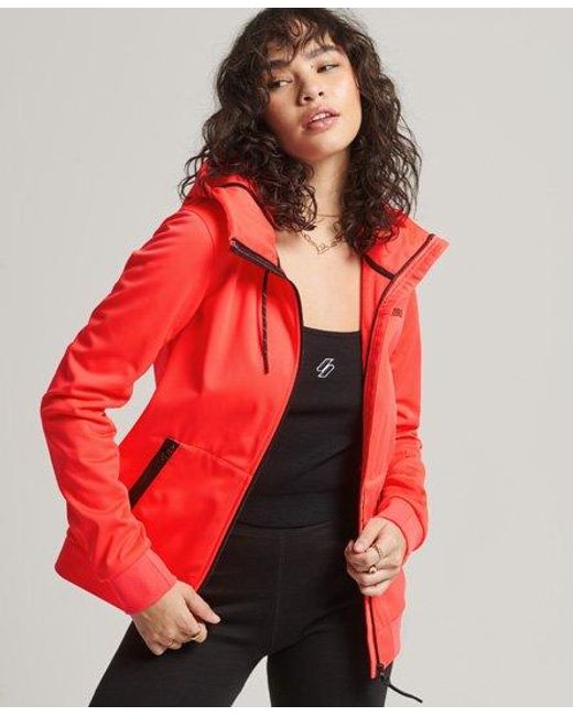 Superdry Red Tech Softshell Jacket Hyper Fire Coral