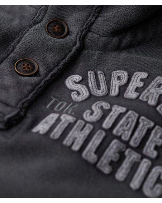 Superdry Gray & Co Classic Embroidered Logo Vintage Athletic Henley Jumper for men