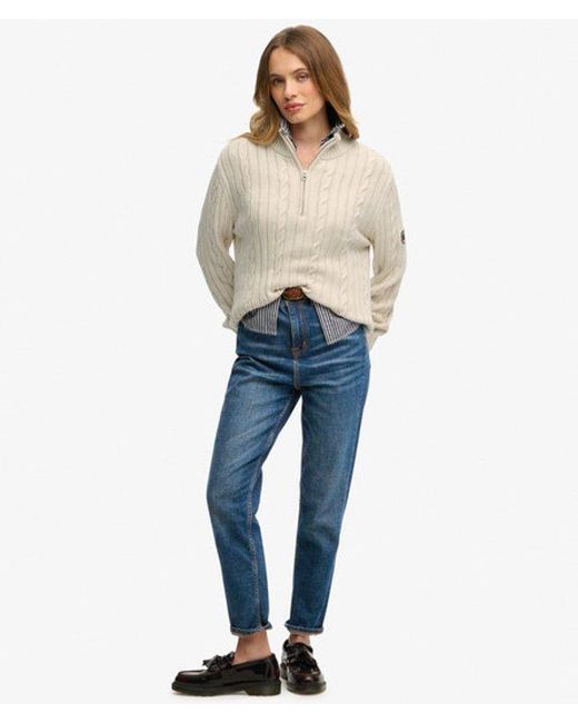 Superdry Blue & Co Cable Half Zip Knit