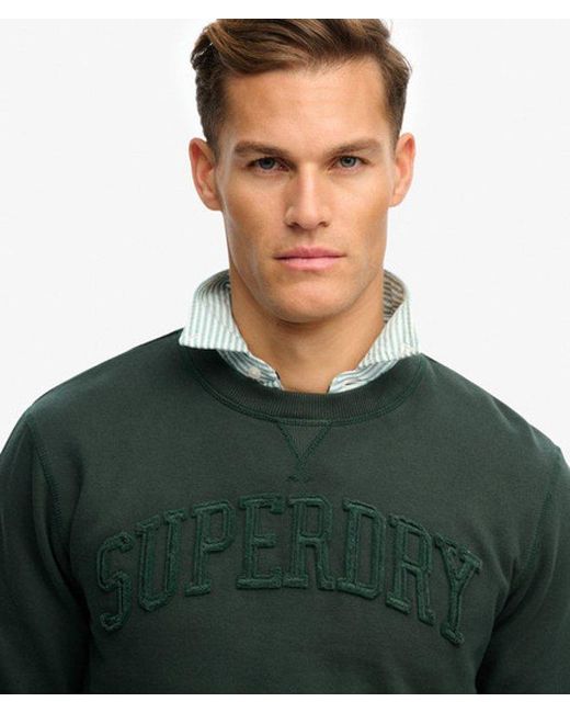 Superdry Green Vintage Athletic Tonal Crew Sweatshirt for men