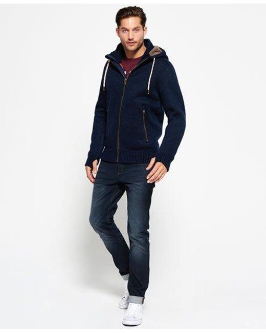 Superdry Blue Expedition Zip Hooded Jacket Marl for men