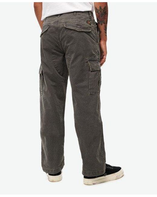 Superdry Gray Organic Cotton baggy Cargo Pants for men