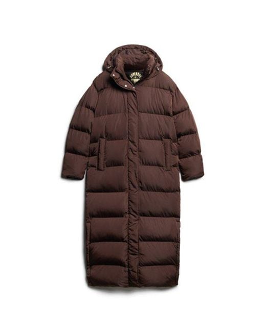 Superdry Brown & Co Classic Maxi Hooded Puffer Coat