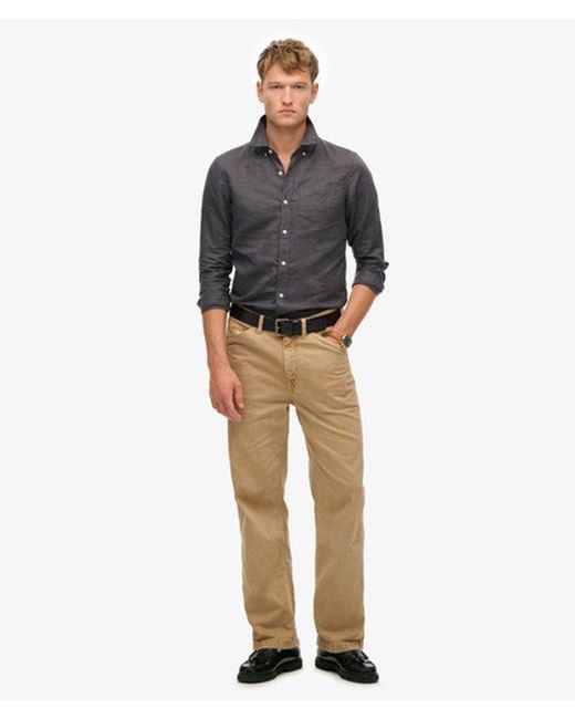 Superdry Gray & Co Cotton Linen Long Sleeve Shirt for men