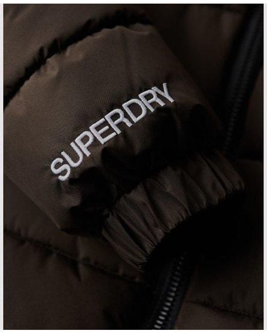 Superdry Spirit Sports Pufferjas Met Capuchon in het Black