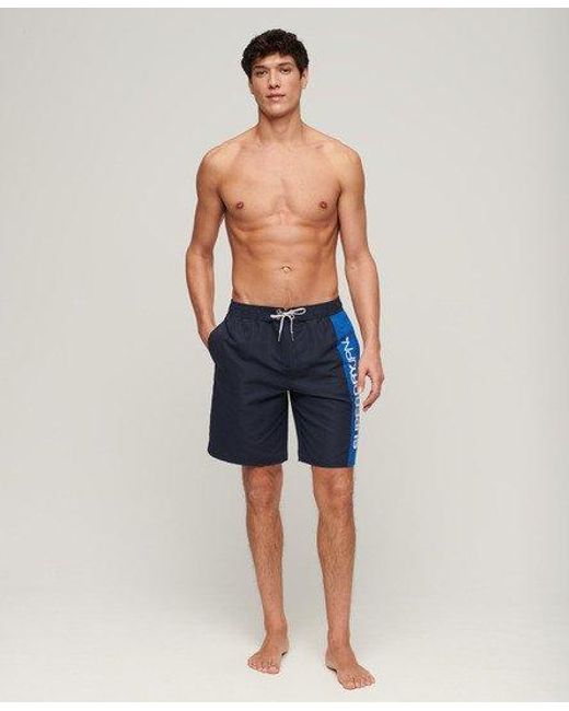 Superdry Blue Sportswear Logo 19 Inch Recycled Boardshorts for men