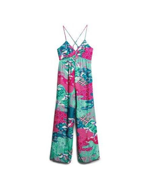 Superdry White Printed Cami Jumpsuit