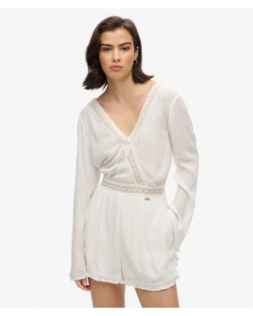 Superdry Natural Flare Sleeve Cut Out Playsuit