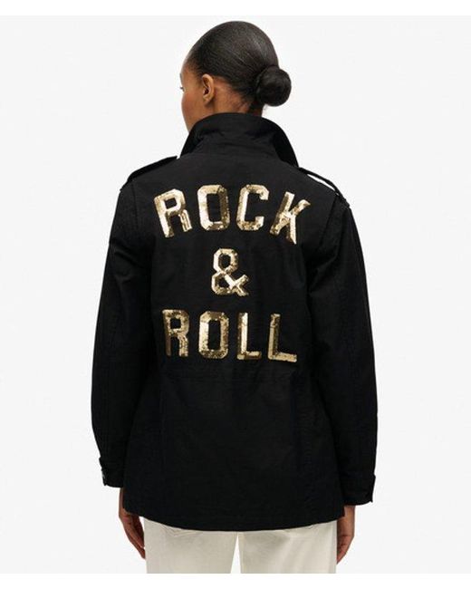 Superdry Veldjack Met Versieringen in het Black