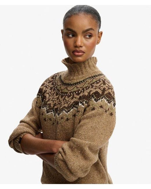 Superdry Brown & Co Fairisle High Neck Jumper