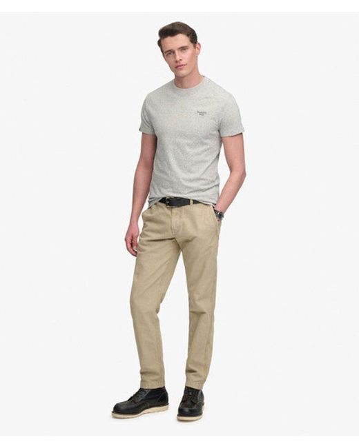 Superdry Gray & Co Essential Serif Logo Embroidered T-shirt for men