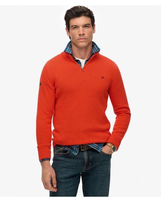 Superdry Red & Co Cotton Half Zip Knit Jumper for men