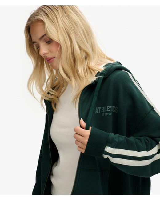 Superdry Athletic Essentials Hoodie Met Losse Pasvorm En Rits in het Green