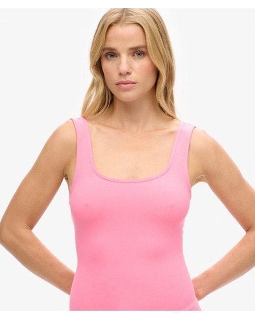 Superdry Pink & Co Square Neck Jersey Mini Dress