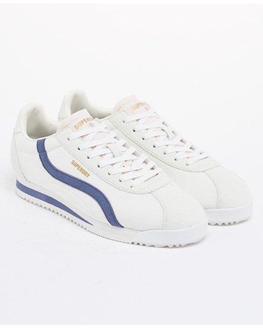 Superdry White Vegan Retro Track Runner Shoes /Soft
