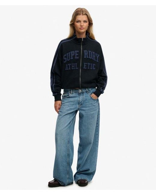 Femme Sweat Zippé Athletic Essentials À Appliqué Coupe Ample Taille Superdry en coloris Blue