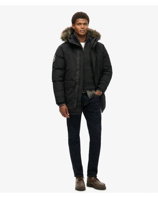 Superdry Black & Co Everest Faux Fur Parka Jacket for men