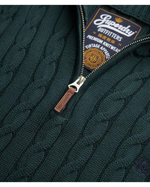 Homme Pull À Demi-Zip En Maille Torsadée En Coton Bio Taille Superdry pour homme en coloris Black