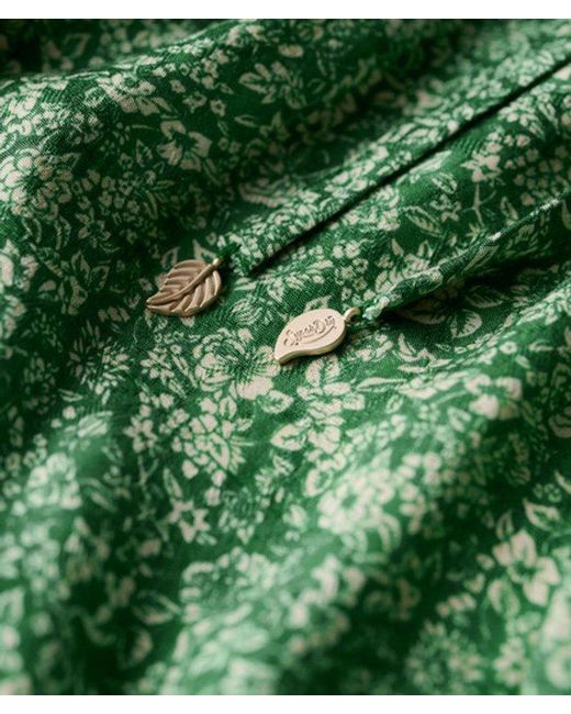 Superdry Green & Co Printed Long Sleeve Wrap Mini Dress