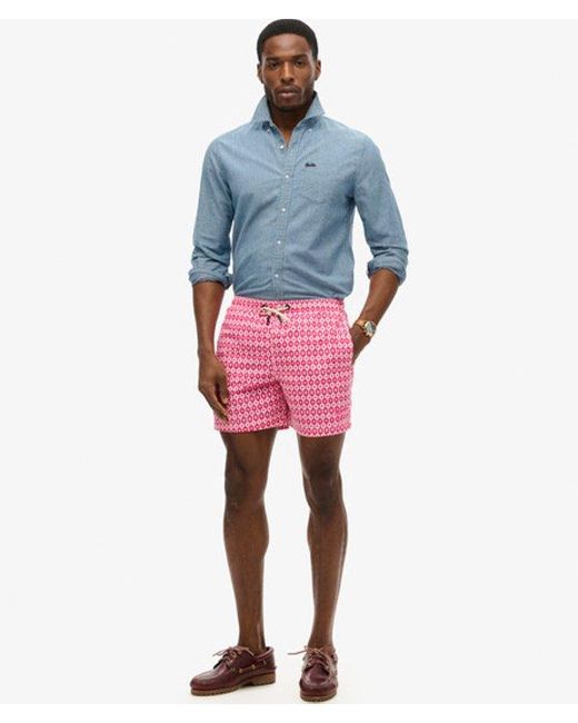 Short de bain recyclé imprimé longueur 38 cm Superdry pour homme en coloris Pink
