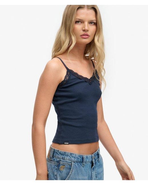 Superdry Blue & Co Essential Lace Trim Cami Top