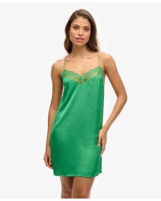 Superdry Green Satin Cami Mini Dress